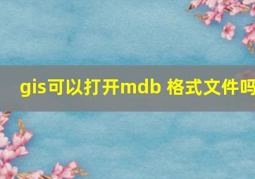 gis可以打开mdb 格式文件吗